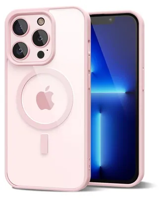 Obrázek produktu pro Magnetický kryt pro iPhone 13 Pro Max, kompatibilní s MagSafe, průhledné nárazuvzdorné pouzdro, ochranný zadní kryt Růžový