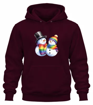 Productafbeelding van LGBTQ+ Sneeuwmannen - Kerstmis, kerstcadeau, uni hoodie, sweater, bordeauxrood, maat M