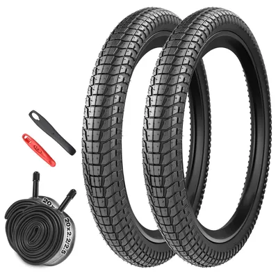 Zdjęcie produktu dla Opony rowerowe 20 cali - 2 sztuki - Składane - Wytrzymała opona - Łopatki do opon - Maksymalne ciśnienie: 40 psi - Do rowerów górskich/BMX - Opony