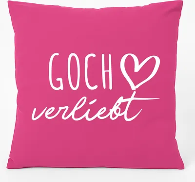 Produktbild von Huuraa Kissen Goch verliebt 40x40cm mit Füllung Fuchsia Baumwolle Dekokissen Geschenkidee