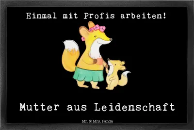 Produktbild von Mr. & Mrs. Panda Schmutzfangmatte Mutter Leidenschaft 40 x 60 cm - Schwarz - Geschenk, Fussmatte, Schmutzmatte, Gummimatte, fußmatte, abstreifer