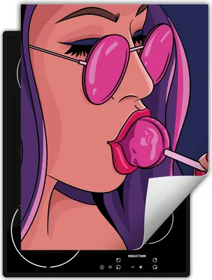 Produktbild von DarHaus Herdabdeckplatte Einteilig Küche Abdeckplatte für Glaskeramikfeld Abdeckung Induktionskochfeld Aufrollbare Matte 40x52 cm, pop art. - Frau