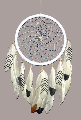 Traumfänger, weiß, 20 cm Ring, handgefertigt, 50 cm Länge