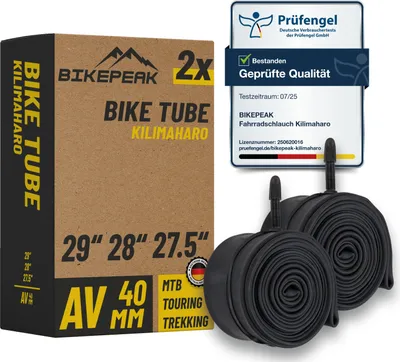 Produktbild von BikePeak 2x Fahrradschlauch Kilimaharo MTB 29 Zoll Schlauch mit AV Autoventil/Schrader 40mm 40/62-584/635-2er Set Schläuche
