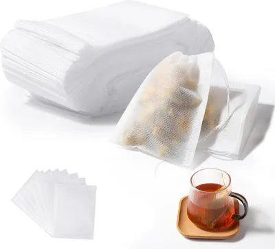 Immagine prodotto di Vinabo, 400 sacchetti filtranti per tè con cordoncino, 7x9 cm, colore bianco