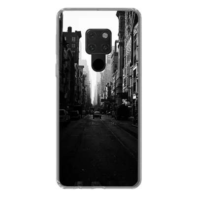 Produktbild von MuchoWow® Handyhülle Schutzhülle Hülle für Huawei P40 Lite Autofahrt durch eine ruhige Straße in New York in schwarz-weiß Silikon Softcase Handy Hülle - Handy