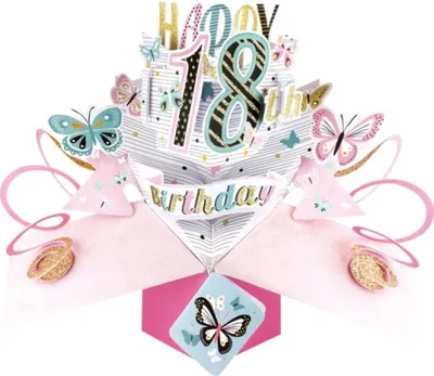 Produktbild von Grußkarte PopUp "Happy 18th Birthday" Schmetterlinge