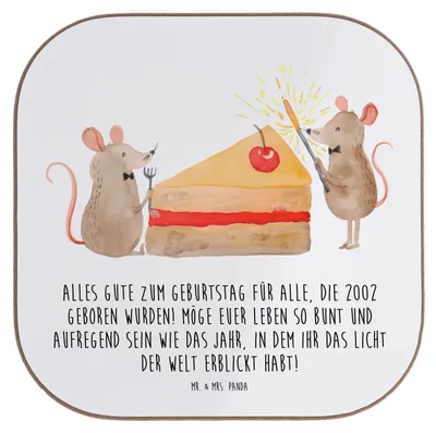 Produktbild von Mr. & Mrs. Panda Untersetzer für Gläser 2002 Geburtstag - Weiß - Geschenk, Holzuntersetzer, Alter, gläseruntersetzer, Happy Birthday, Geburtstagsgeschenk, Coaster, Feier