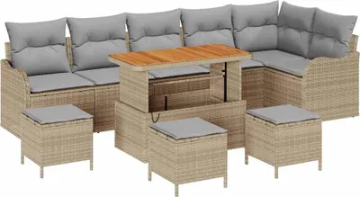 Image de Ensemble de canapé de jardin 10 pcs Beige polyrotin