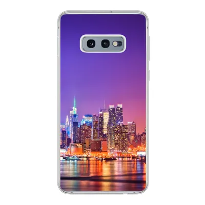 Produktbild von MuchoWow® Handyhülle Schutzhülle Hülle für Samsung Galaxy S10e New York - Skyline - Lila Silikon Softcase Handy Hülle - Handy