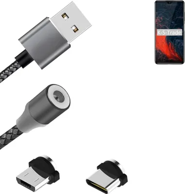Produktbild von K-S-Trade Hochwertiges Magnet-Lade-kabel Sync-Kabel Daten-Kabel für Elephone E10 mit USB-Typ-C-Anschluss und Micro-USB-Anschluss 2A bis zu 480mbps