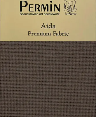 Image de Permin, feutrine prédécoupée, 16 pièces. Aida 355, couleur 175 (gris acier), tissu pour point de croix, dimensions 43x50 cm