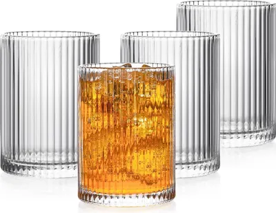 Zdjęcie produktu dla Wysokiej jakości szklanki do napojów zestaw 4 szklanek do napojów długich 280 ml Origami Szklanki karbowane Mrożona kawa Piwo Woda Sok Mojito Rodzinne przyjęcie kempingowe