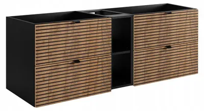 Zdjęcie produktu dla Szafka Łazienkowa Wisząca Pod Umywalkę 140X46 Cm Czarny Dąb Regał Front Mdf