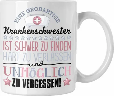 Produktbild von Trendation - Krankenschwester Abschied Tasse Abschiedsgeschenk Spruch Krankenschwester Geschenkidee zum Abschied Becher Kaffeetasse (Weiß)
