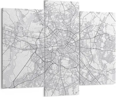 Produktbild von Bild auf Leinwand - Leinwandbild - 3 Teile - Stadt Karte Berlin - 130x100cm - Wand Bild - Wanddeko - Wandbilder - Leinwanddruck - Bilder - Wanddekoration - Leinwand bilder - Wandbild - CB130x100-4681