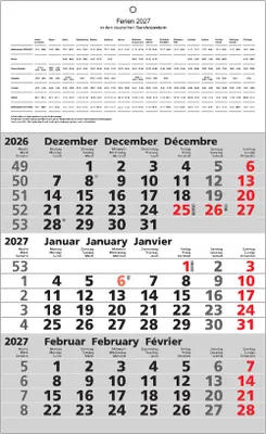 Produktbild von 2027 ADINA Dreimonatskalender 49x30cm m Tagesanzeiger und Schulferien