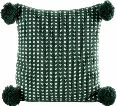 Produktbild von Eurofirany Kissenbezug Kissenhülle mit Pompons grün weiß 45cm Weihnachten