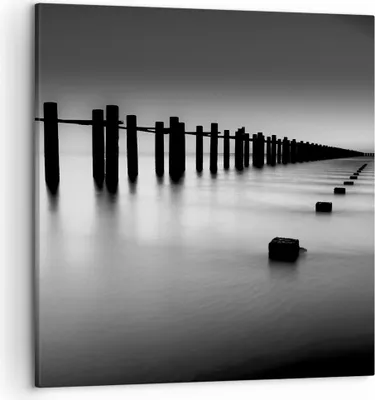 Produktbild von Bild auf Leinwand - Leinwandbild - Meer Ufer Ozean Horizont - 50x50cm - Wand Bild - Wanddeko - Leinwanddruck - Bilder - Kunstdruck - Wanddekoration - Leinwand bilder - Wandkunst - AC50x50-2229