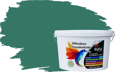 Produktbild von RyFo Colors Silikonharz Fassadenfarbe Lotuseffekt Trend Patinagrün 10l - bunte Fassadenfarbe, weitere Grün Farbtöne und Größen erhältlich, Deckkraft Klasse 1