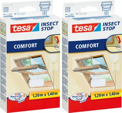 Image de Moustiquaires TESA pour fenêtres de toit Moustiquaire de fenêtre 1,2 x 1,4 m blanc x 2 pièces