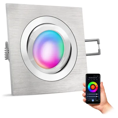 Produktbild von SSC-LUXon QF-2 Design Einbaustrahler flach smart & schwenkbar inkl. WLAN RGB CCT Lampe (wechselbar) - kompatibel mit Alexa, Siri & Google