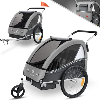 Produktbild von KESSER® Kinderanhänger Fahrradanhänger Sport-RX 2 in 1 Joggerfunktion Kinderfahrradanhänger + 5-Punkt Sicherheitsgurt 360°-Vorderrad Jogger Buggy Fahrrad Anhänger für 1 bis 2 Kinder max. 40kg