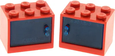 Produktbild von 2x Lego Schrank Gehäuse 2x3x2 rot Tür transparent dunkel blau Kiste 4533 4532a