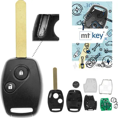 Produktbild von MT-KEY 2 Tasten Funk Schlüssel 434MHZ kompatibel mit Honda Accord 03-11 Civic 03-05 CRV 05-07 FRV HRV 98-06 JAZZ 02-06 S2000 Stream Autoschlüssel