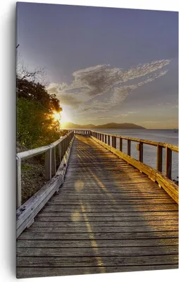 Produktbild von Bild auf Leinwand - Leinwandbild - Einteilig - Fußgängerbrücke Himmel Wasser - 80x120cm - Wand Bild - Wandbilder - Leinwanddruck - Wanddekoration - Leinwand bilder - Wandbild - PA80x120-0125