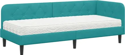 Obrázok produktu pre vidaXL Rohový rám postele Tyrkysová 80 x 200 cm Zamat