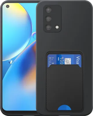 Immagine prodotto di Adatto per Oppo A74 4G Custodia per telefono con supporto per schede in TPU - Custodia flessibile in silicone TPU con slot per schede - Nero - Smartphonics