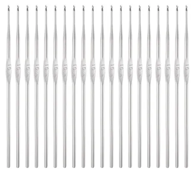 Productafbeelding van Haaknaalden van roestvrij staal - Set van 20 stuks - Voor handwerk - 1,0 mm