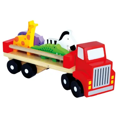 Image de Grand camion en bois avec de nombreux animaux