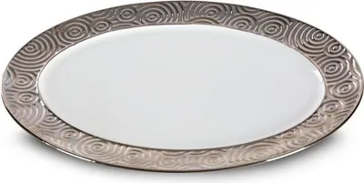 Zdjęcie produktu dla Patera ceramiczna okrągła biała-srebrna 34x25x3 cm
