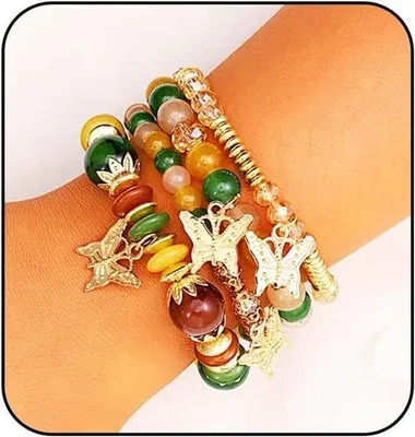 Produktbild von Boho Armband Set elastisch 4-teilig Damen Schmuck