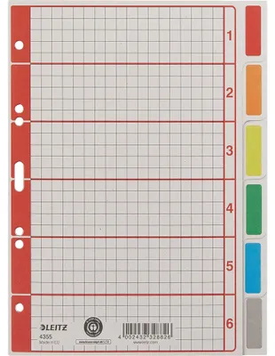Produktbild von Leitz Kartonregister 43550085 DIN A5 6Blatt blanko grau