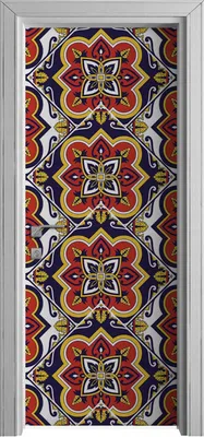 Produktbild von Tür Selbstklebende 80x210 cm Türfolie Türtapete Klebefolie - Portugiesische Fliese
