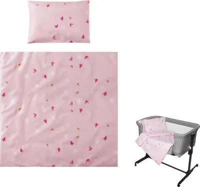 Produktbild von Lorelli Babybettwäsche-Set Eva 5-tlg Decke 75 x 75 cm, Kissen 29 x 42 cm, Bezüge pink