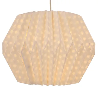 Produktbild von Origami Design Papier Lampenschirm - Modell Umbria 2, Creme-weiß, 27*38*38 cm, Asiatische Lampenschirme aus Papier & Stoff