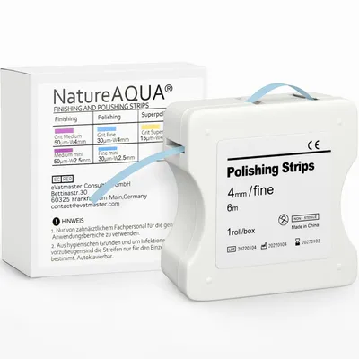 Produktbild von Zahn Schleifpapier, Dental Polierstreifen, Size Fein - 30μm Größe der Körner - 4mm Breite - 6M/Rollen/Box,  Harz Zahn Polier Interdental Schleifwerkzeug (Blau)