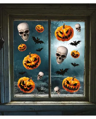 Produktbild von Kürbis & Totenkopf Fenster Sticker für Halloween