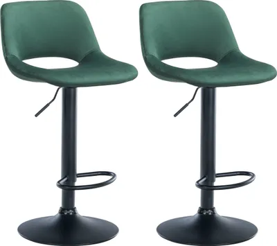 Produktbild von DELUKE® Barhocker 2er Set JAKSON - Grün, Samt, Schwarz | Barhocker mit Lehne Barstuhl Tresenhocker Tresenstuhl Kneipenhocker Kneipenstuhl