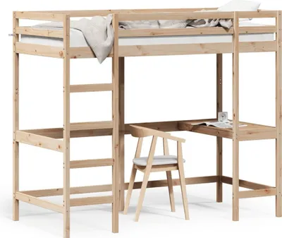 Produktbild von Maison Exclusive - Hochbett mit Schreibtisch 90x200 cm Massivholz Kiefer