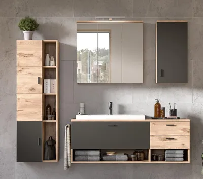 Produktbild von xonox.home Badkombination Grado Nox Oak Nachbildung 203x192x48 cm