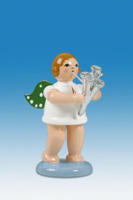 Produktbild von Holzfigur Engel mit Martinshorn ohne Krone Höhe 6cm NEU
