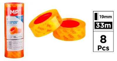 Image de Ruban Adhésif Transparent Jaune 19 Mm X 33 M, 8 Unités