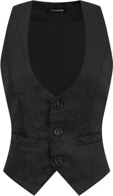 Imagen del producto de Chaleco de tejido jacquard vintage para mujer, color , talla XXL