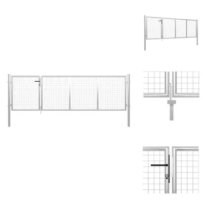 Obrázek produktu pro vidaXL Zahradní brána ocelová 350 x 75 cm stříbrná - Zahradní brány