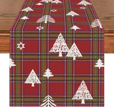 Produktbild von Weihnachtlicher Tischläufer für Tischdekoration zu Weihnachten Rot 33x183 cm